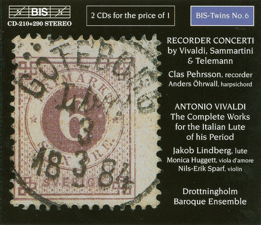 Recorder Concertos by Telemann, Sammartini and Vivaldi & Vivaldi: The Complete Works For The Italian Lute Of His Period - Drottingholm Baroque Ensemble (2 CDs)