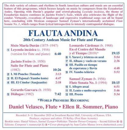 Flauta Andina: 20th Century Andean Music For Flute And Piano (Cardenas, Duran, Freire, Guevara & Zyman) - Daniel Velasco