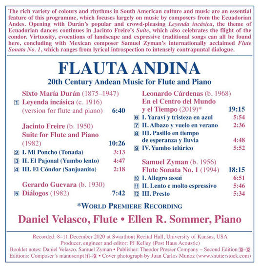 Flauta Andina: 20th Century Andean Music For Flute And Piano (Cardenas, Duran, Freire, Guevara & Zyman) - Daniel Velasco