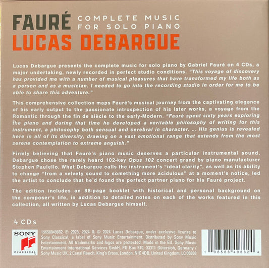 FAURE: Complete Music For Solo Piano - Lucas Debargue (4 CDs)
