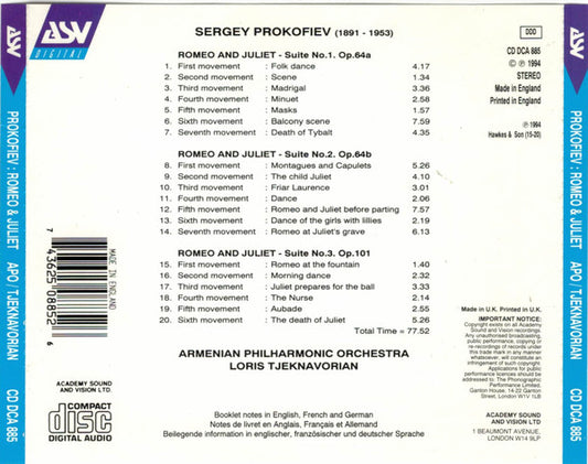 PROKOFIEV: Romeo & Juliet (The Three Ballet Suites) - Armenian Philharmonic Orchestra, Loris Tjeknavorian