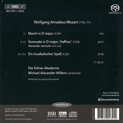 Mozart: Haffner Serenade; Ein musikalischer Spass - Die Kölner Akademie, Michael Alexander Willens (Hybrid SACD)