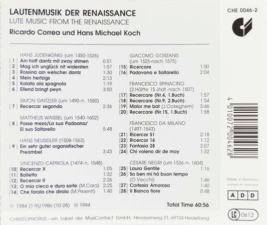 Lute Music From The Renaissance: Ricardo Correa & Hans Michael Koch