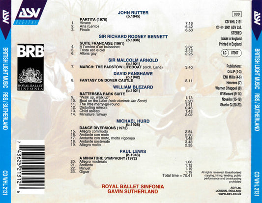 BRITISH LIGHT MUSIC DISCOVERIES 4 (ARNOLD/BENNETT/BLEZARD/RUTTER) - Royal Ballet Sinfonia