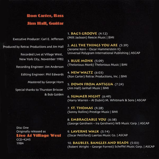 Ron Carter & Jim Hall: Telepathy (Live at Village West/Telephone) 2 CDs