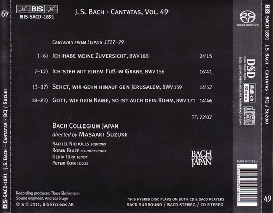Bach, J.S.: Cantatas, Vol. 49 - Suzuki, Bach Collegium Japan  (Hybrid SACD)