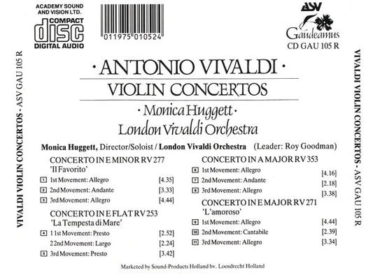 VIVALDI: Violin Concertos - Monica Huggett, London Vivaldi Orchestra