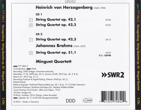 Herzogenberg & Brahms: String Quartets Op. 42, 1–3 / String Quartet Op. 51,1 - Minguet Quartett