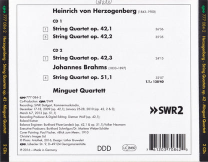 Herzogenberg & Brahms: String Quartets Op. 42, 1–3 / String Quartet Op. 51,1 - Minguet Quartett
