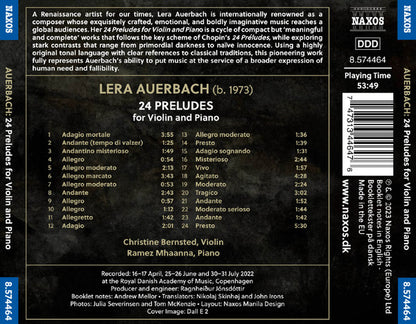 Auerbach: 24 Preludes for Violin & Piano - Christine Bernsted, Ramez Mhaanna