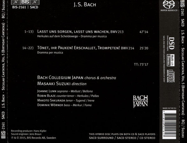 Bach: Secular Cantatas, Vol. 5: Birthday Cantatas - Bach Collegium Japan, Masaaki Suzuki