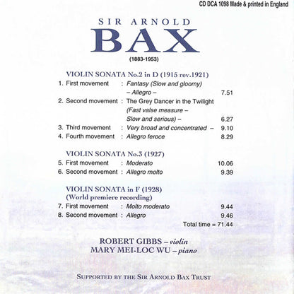 BAX: THREE VIOLIN SONATAS