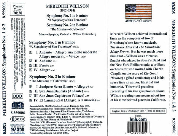 WILLSON, M.: Symphonies Nos. 1 & 2 - Moscow Symphony Orchestra, William T. Stromberg