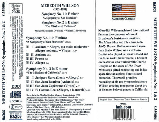WILLSON, M.: Symphonies Nos. 1 & 2 - Moscow Symphony Orchestra, William T. Stromberg