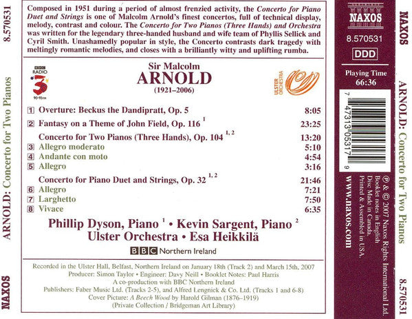 ARNOLD: Concerto For Two Pianos (Three Hands) / Concerto For Piano Duet - Phillip Dyson, Kevin Sargent, Ulster Orchestra, Esa Heikkilä
