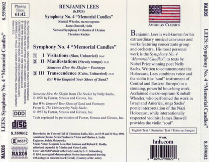 LEES: Symphony No. 4, 'Memorial Candles' - Kimball Wheeler, James Buswell, National Symphony Orchestra Of Ukraine, Theodore Kuchar