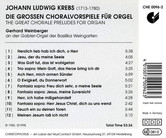 KREBS: The Great Chorale Preludes for Organ - Gerhard Weinberger