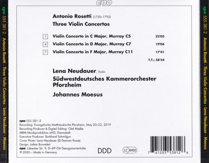 Rosetti: Three Violin Concertos - Lena Neudauer, Südwestdeutsches Kammerorchester Pforzheim, Johannes Moesus