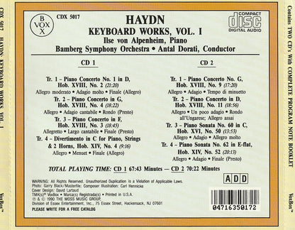 HAYDN: KEYBOARD WORKS, VOLUME I - Ilse von Alpenheim, Bamberg Symphony Orchestra, Antal Dorati