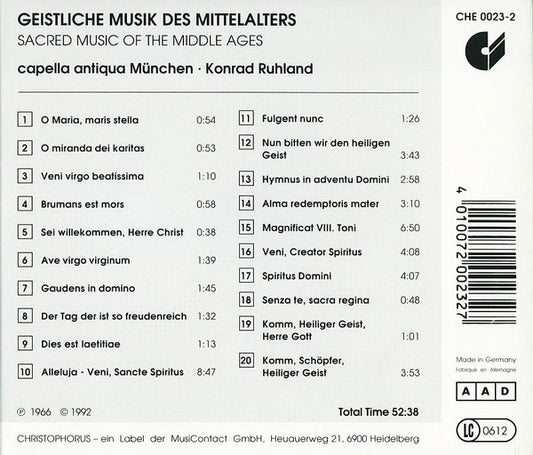 Sacred Music of the Middle Ages: CAPELLA ANTIQUA MUENCHEN, Ruhland