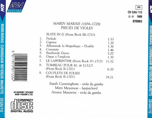 MARAIS: Pieces De Violes - Sarah Cunningham, Mitzi Meyerson, Ariane Maurette