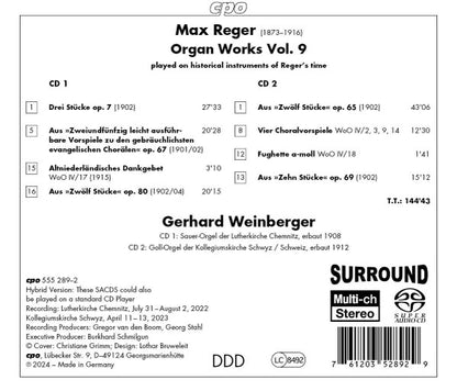 REGER: ORGAN WORKS, VOL. 9 - WEINBERGER (2 Hybrid SACDs)