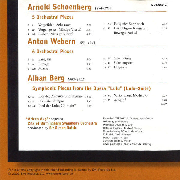 Schoenberg, Webern & Berg: Orchestral Works - SIMON RATTLE