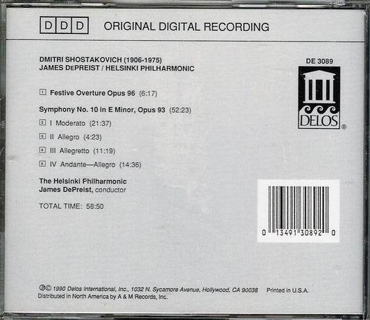 SHOSTAKOVICH: Symphony No. 10, Festive Overture - Helsinki Philharmonic, James dePriest