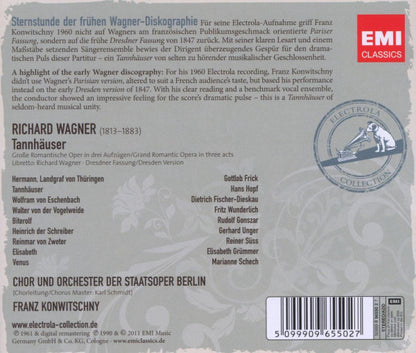 WAGNER: TANNHEUSER - Fischer-Dieskau, Wunderlich, Konwitschny, Orchester Der Staatsoper Berlin (3 CDs)