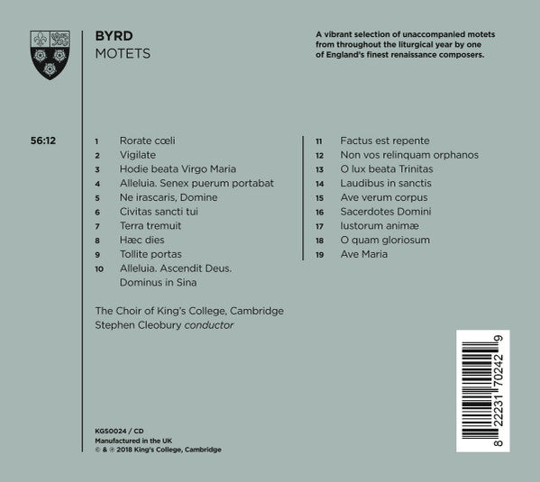 Byrd: Motets - KINGS COLLEGE CHOIR / CLEOBURY