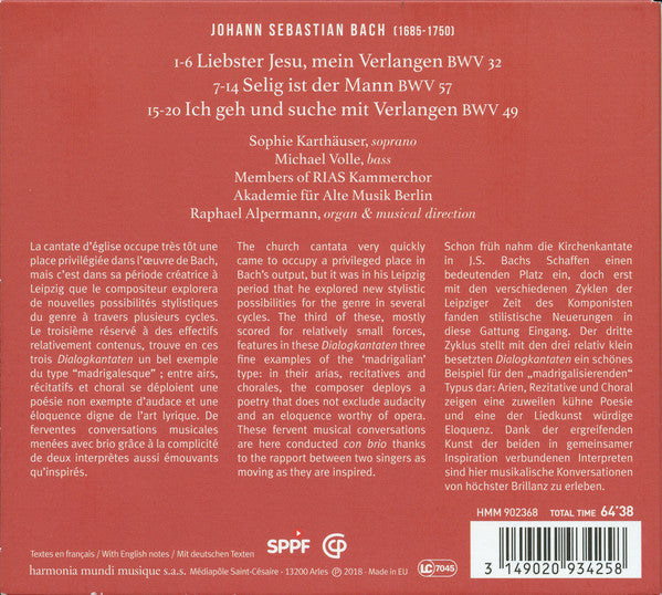BACH: DIALOG KANTATEN BWV 32, 49, & 57 - Sophie Karthäuser, Michael Volle, Akademie Für Alte Musik Berlin