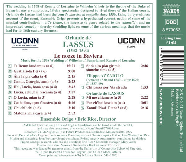 Lassus: Le Nozze in Baviera - Ensemble Origo