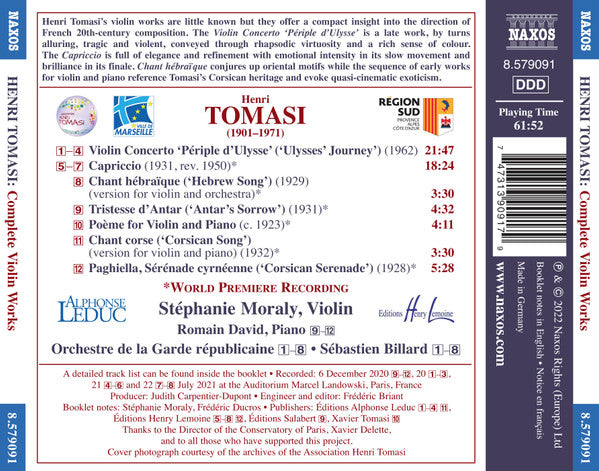 Tomasi: Complete Violin Works -  Stéphanie Moraly