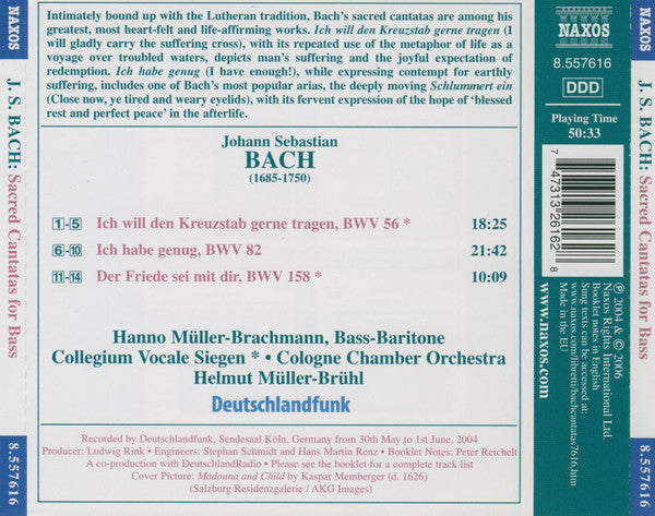 BACH, J.S.: Bass Cantatas, BWV 56, 82, 158 - Hanno Müller-Brachmann, Cologne Chamber Orchestra, Helmut Müller-Brühl