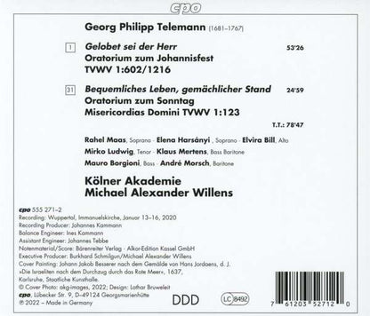 Telemann: Johannis-Oratorium, TVWV 1:602/1216; Oratorium, TVV 1:123 - Kölner Akademie, Michael Alexander Willens