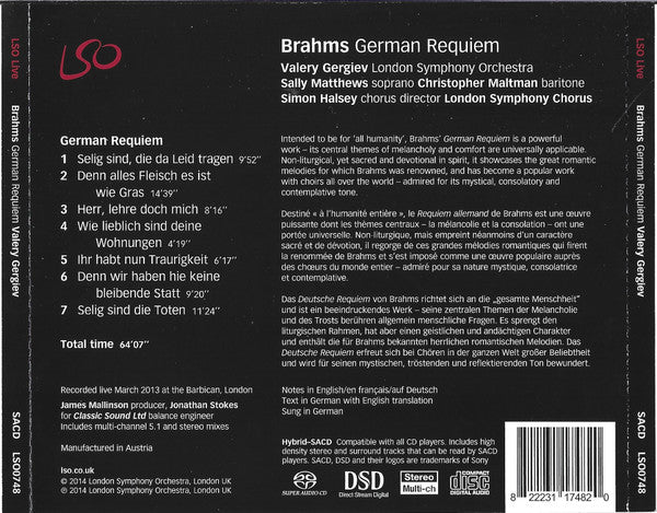 Brahms: German Requiem - VALERY GERGIEV / LONDON SYMPHONY ORCHESTRA (HYBRID SACD)