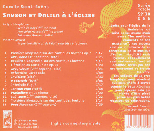 SAINT-SAENS: Samson Et Dalila À L'Église (Complete Works for Organ and Motets, Volume 2)  - Vincent Genvrin, orgue - Choeur de chambre les Ele