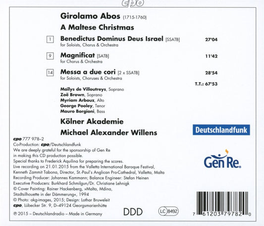 Abos: A Maltese Christmas - Kölner Akademie, Michael Alexander Willens