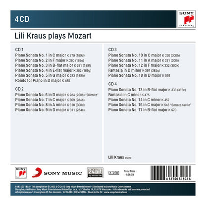 LILI KRAUS PLAYS MOZART PIANO SONATAS (4 CDS)