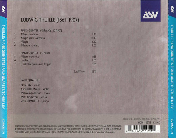 THUILLE: Piano Quintets - The Falk Quartet, Tomer Lev