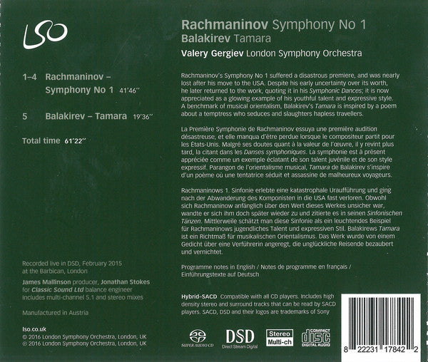 Rachmaninov: Symphony No. 1; Balakirev: Tamara - VALERY GERGIEV / LONDON SYMPHONY ORCHESTRA (HYBRID SACD)