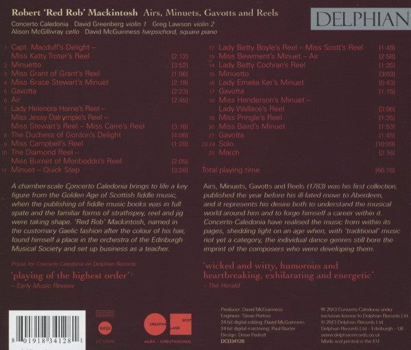 Mackintosh: Airs, Minuets, Gavotts And Reels - Concerto Caledonia