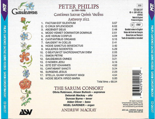 PHILIPS: Cantiones Sacrae Quinis Vocibus (Antwerp 1612) - THE SARUM CONSORT