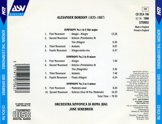 BORODIN: The 3 Symphonies - Jose Serebrier, Orchestra Sinfonica di Roma
