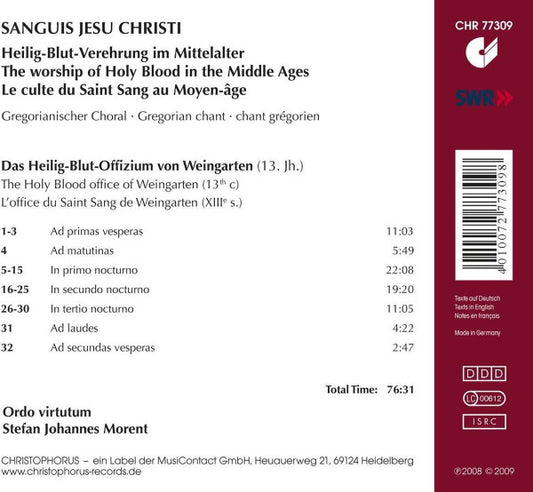 Sanguis Jesu Christi: The Worship Of Holy Blood In The Middle Ages - Ordo virtutum
