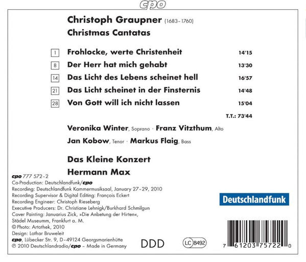 Graupner: Frohlocke, Werte Christenheit (Christmas Cantatas)