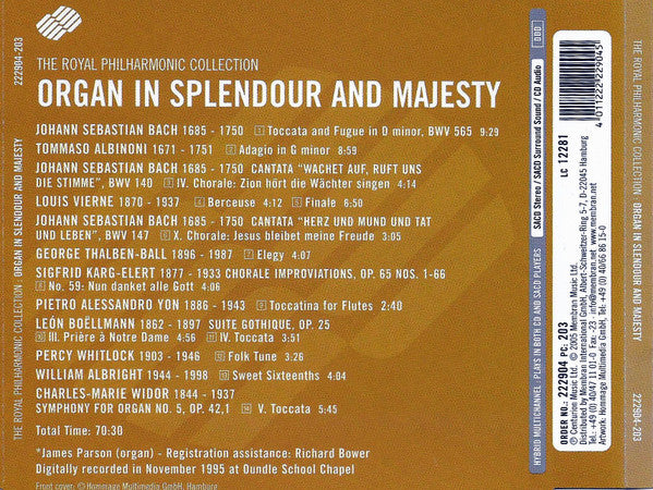 Organ In Splendour And Majesty - James Parson (Hybrid SACD)