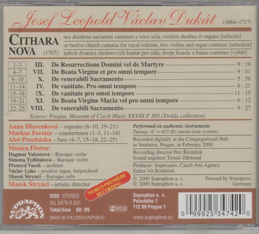 DUKAT: Cithara Nova - Hlavenkova, Musica Florea