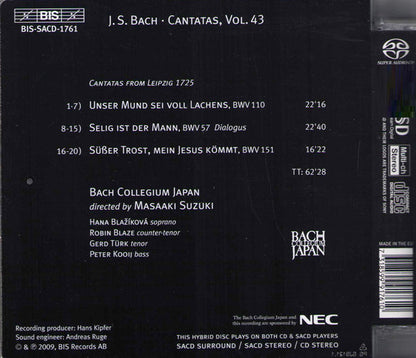 Bach, J.S.: Cantatas, Vol. 43  - BWV 57, 110, 151 - Suzuki, Bach Collegium Japan  (Hybrid SACD)