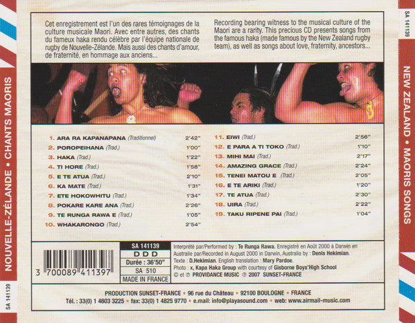 New Zealand Maoris Songs - TE RUNGA RAWA